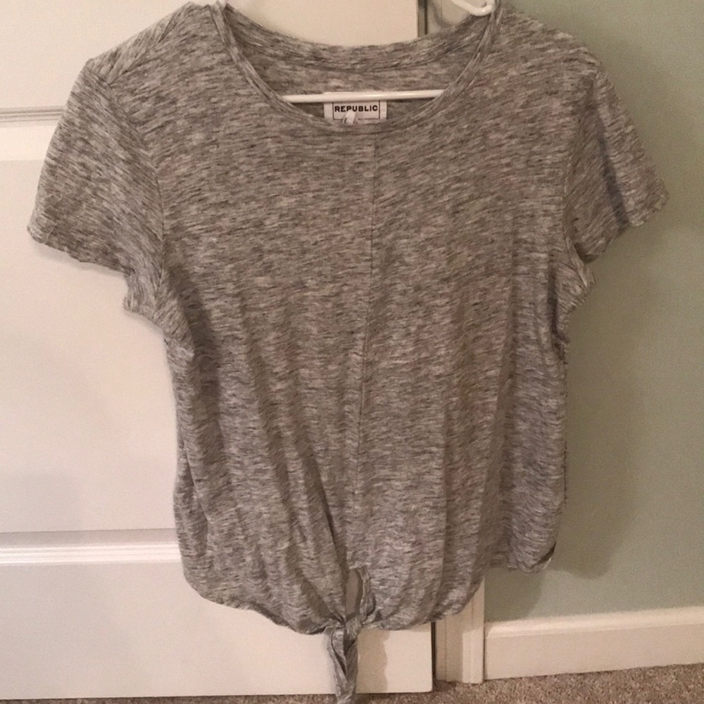 Grey top with tie on bottom
